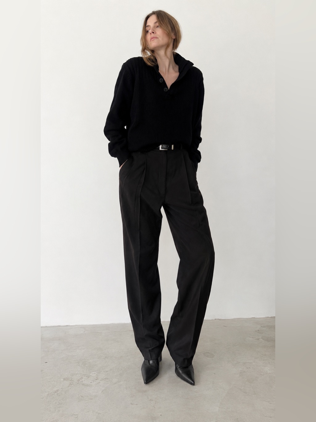 Oscar De La Renta Sherpa Collared Long Sleeve Vintage Knit Button Up Sweater